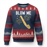 Funny Offensive Blow Me Ugly Christmas Sweater Adult Humor Party Celebration - Wonder Print Shop