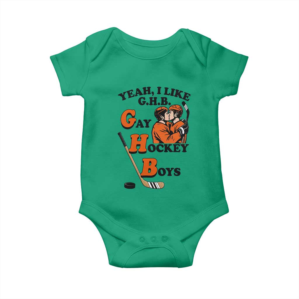 Yeah I Like GHB Gay Hockey Boys Baby Onesie LGBTQ Pride Hockey Fan - Wonder Print Shop