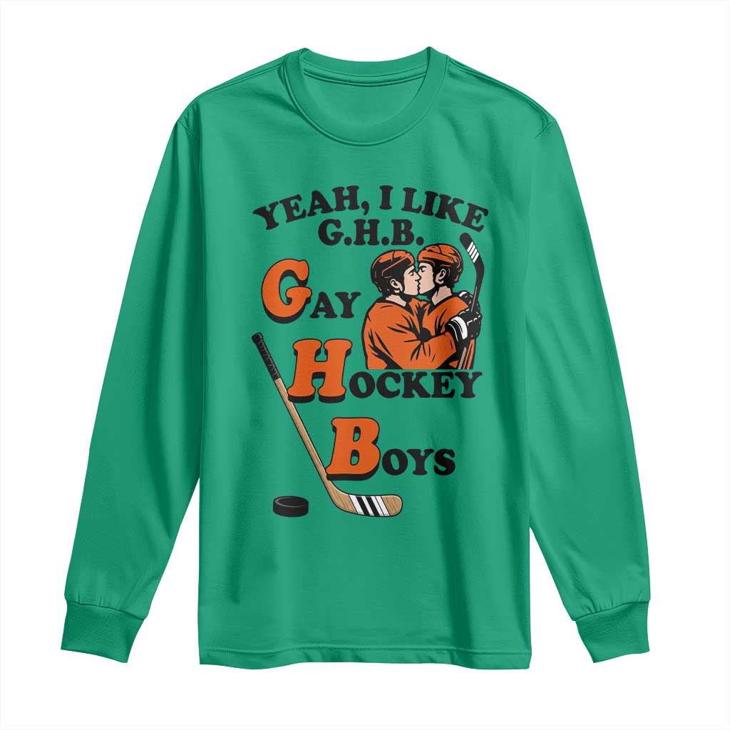 Yeah I Like GHB Gay Hockey Boys Long Sleeve Shirt LGBTQ Pride Hockey Fan - Wonder Print Shop