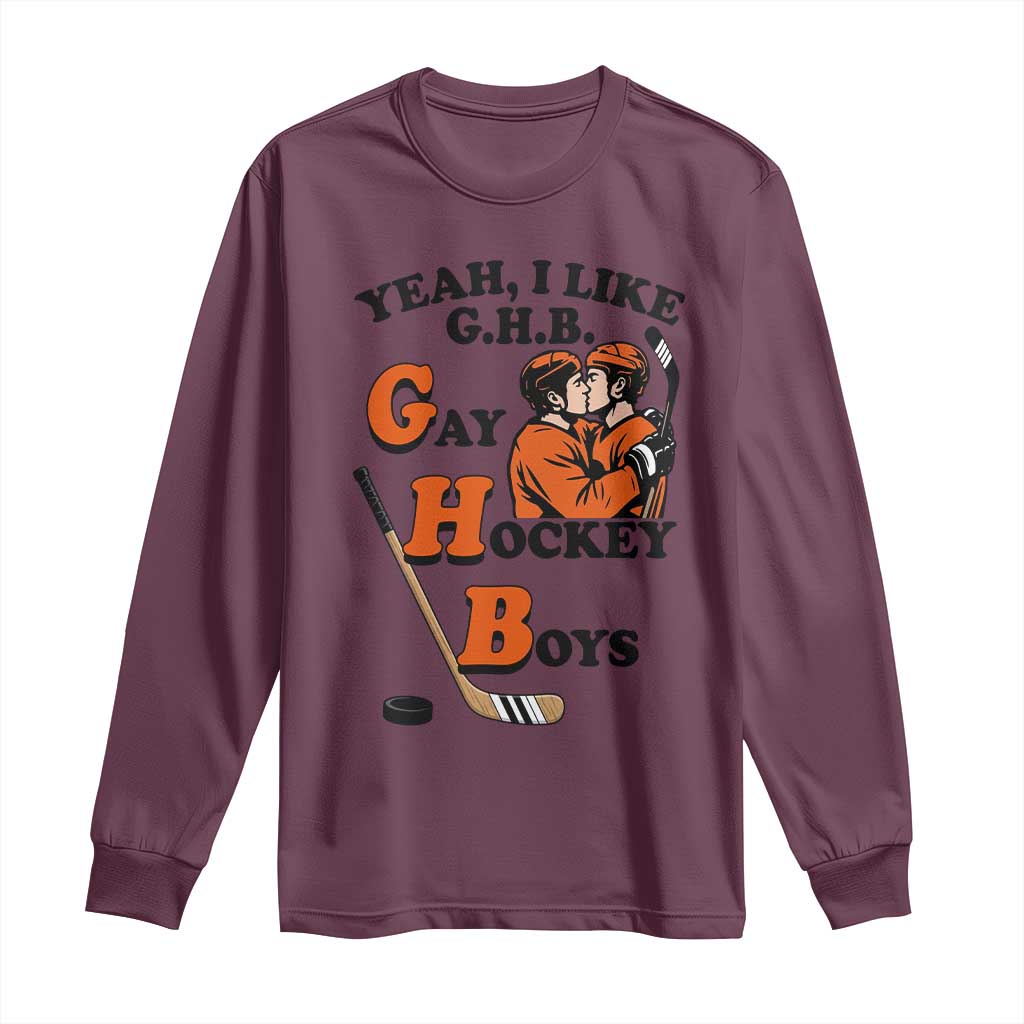 Yeah I Like GHB Gay Hockey Boys Long Sleeve Shirt LGBTQ Pride Hockey Fan - Wonder Print Shop