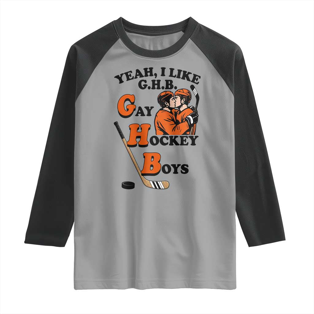 Yeah I Like GHB Gay Hockey Boys Raglan Shirt LGBTQ Pride Hockey Fan - Wonder Print Shop
