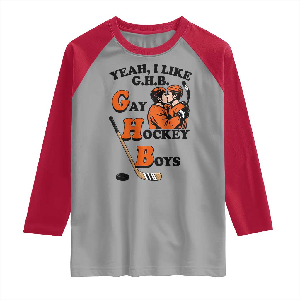 Yeah I Like GHB Gay Hockey Boys Raglan Shirt LGBTQ Pride Hockey Fan - Wonder Print Shop