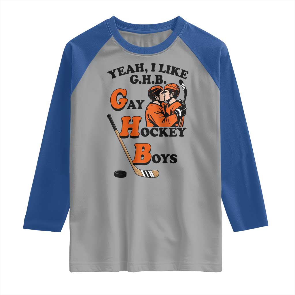 Yeah I Like GHB Gay Hockey Boys Raglan Shirt LGBTQ Pride Hockey Fan - Wonder Print Shop