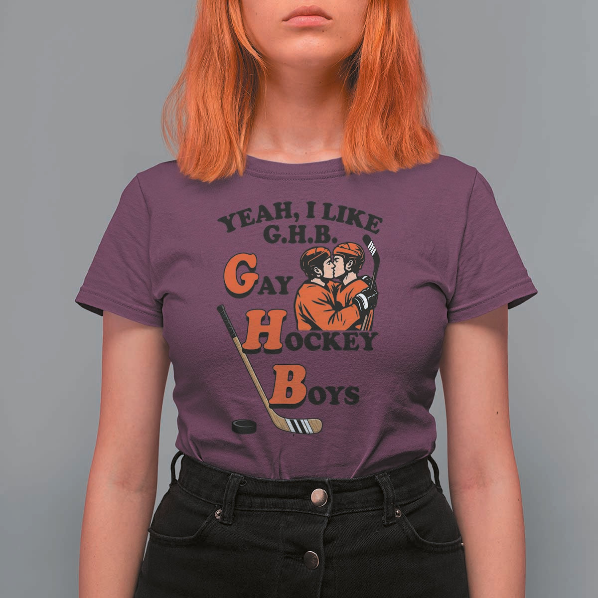 Yeah I Like GHB Gay Hockey Boys T Shirt For Women LGBTQ Pride Hockey Fan - Wonder Print Shop
