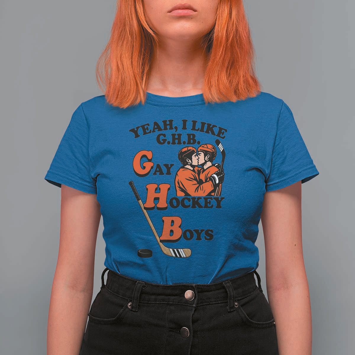 Yeah I Like GHB Gay Hockey Boys T Shirt For Women LGBTQ Pride Hockey Fan - Wonder Print Shop