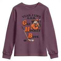 Yeah I Like GHB Gay Hockey Boys Youth Sweatshirt LGBTQ Pride Hockey Fan - Wonder Print Shop