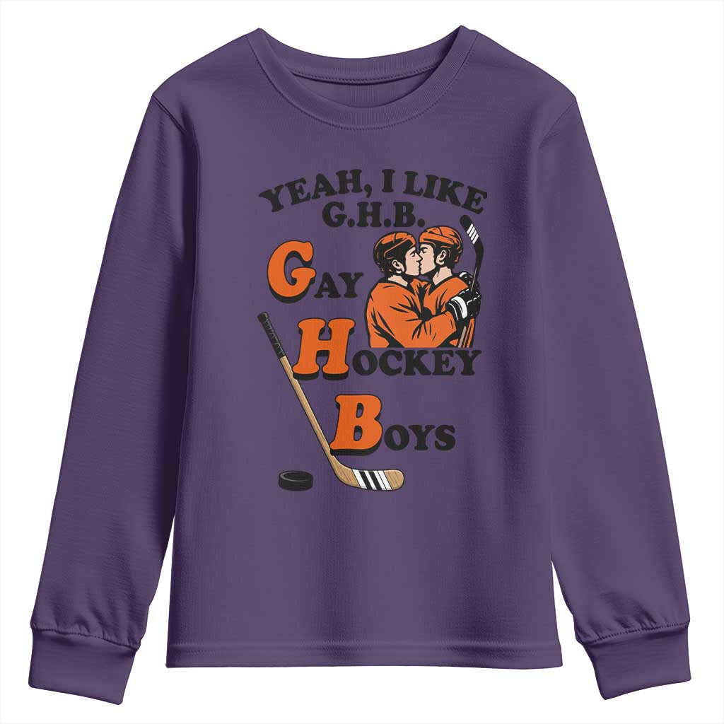 Yeah I Like GHB Gay Hockey Boys Youth Sweatshirt LGBTQ Pride Hockey Fan - Wonder Print Shop