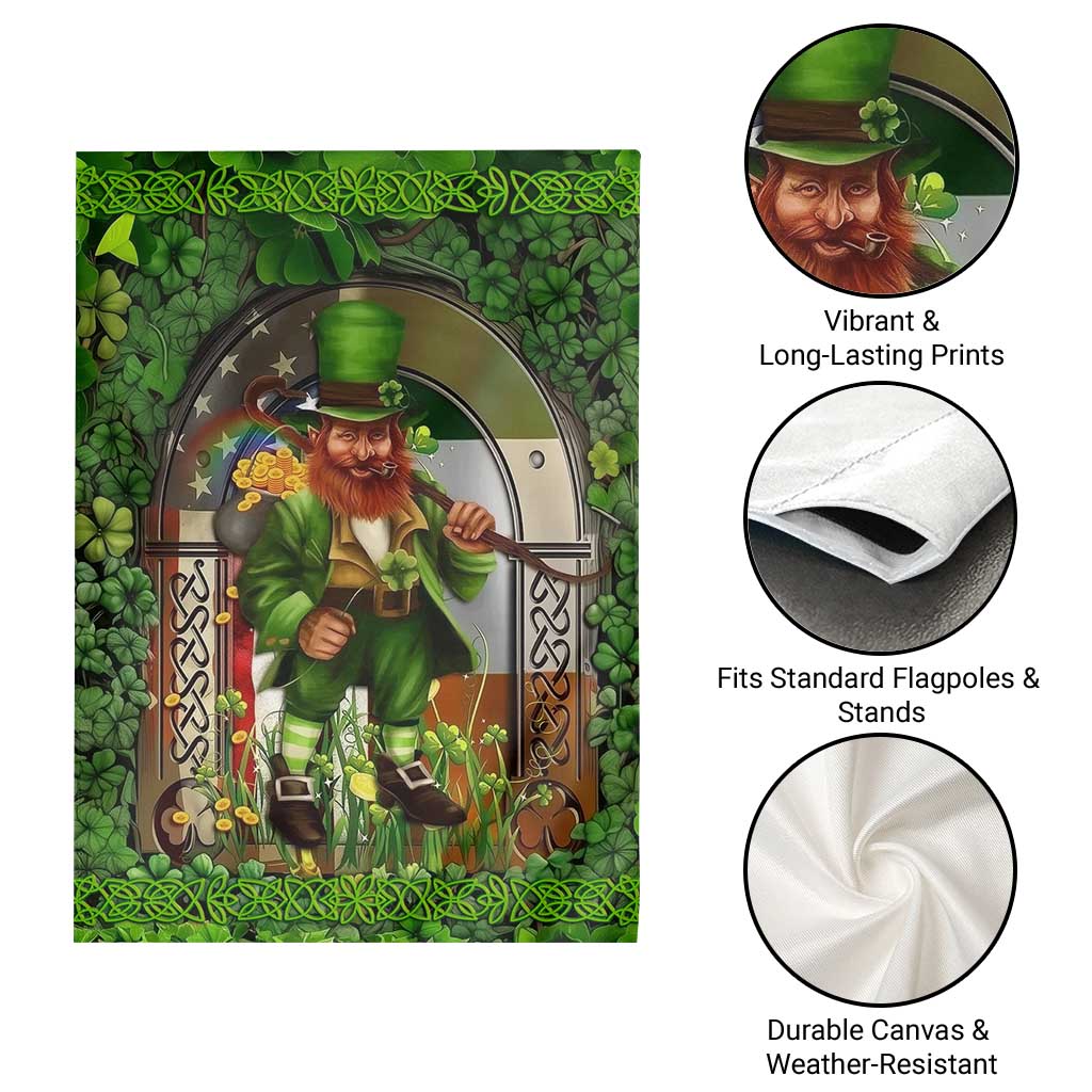 Happy St Patrick's Day Leprechaun Garden Flag American Irish Flag