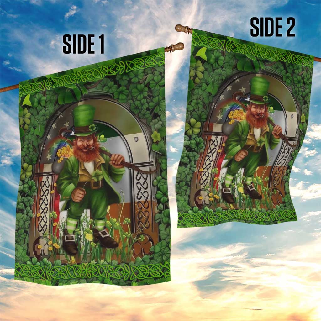Happy St Patrick's Day Leprechaun Garden Flag American Irish Flag