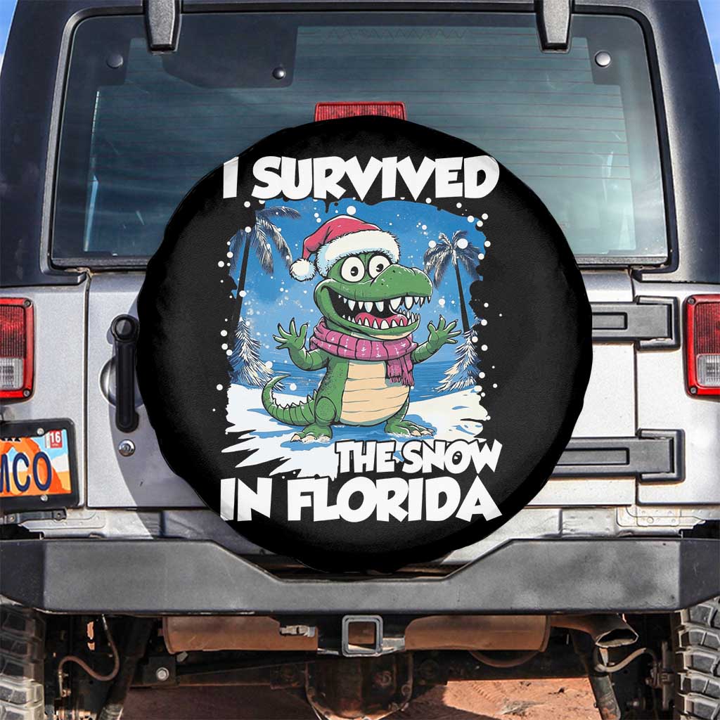 I Survived The Snow In Florida Spare Tire Cover Funny Crocodile