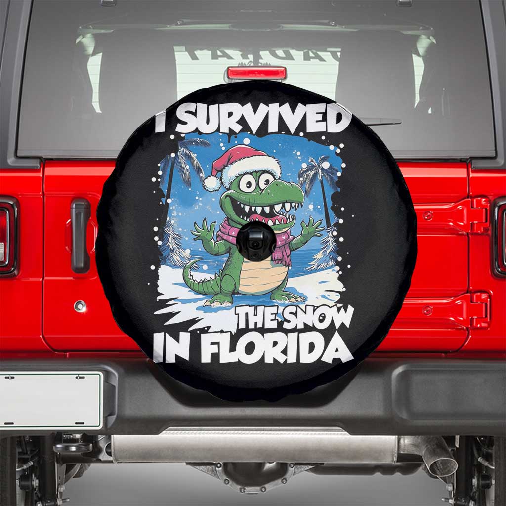 I Survived The Snow In Florida Spare Tire Cover Funny Crocodile