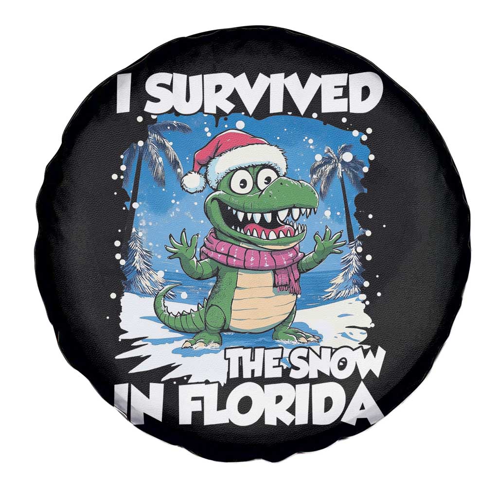I Survived The Snow In Florida Spare Tire Cover Funny Crocodile