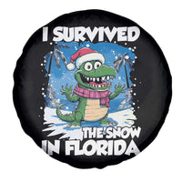 I Survived The Snow In Florida Spare Tire Cover Funny Crocodile