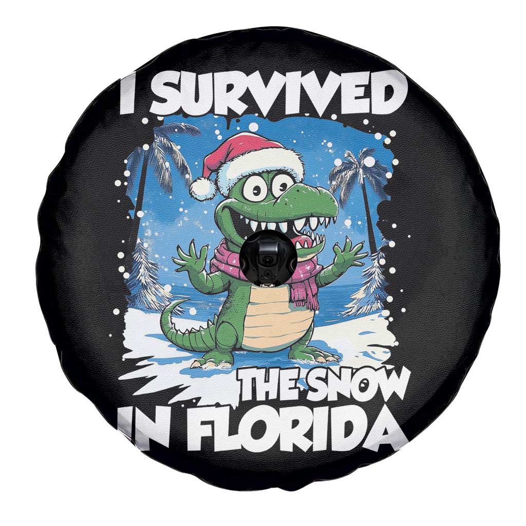 I Survived The Snow In Florida Spare Tire Cover Funny Crocodile