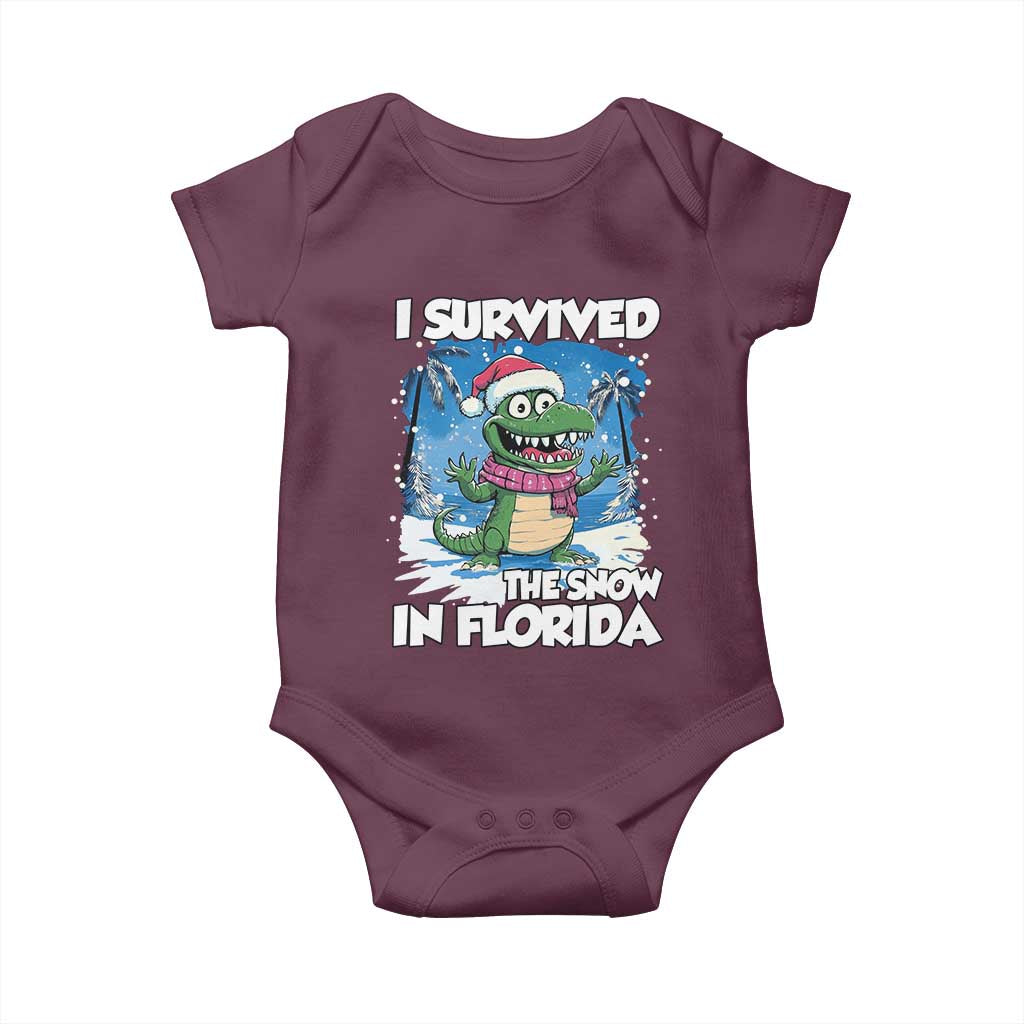 I Survived The Snow In Florida Baby Onesie Funny Crocodile