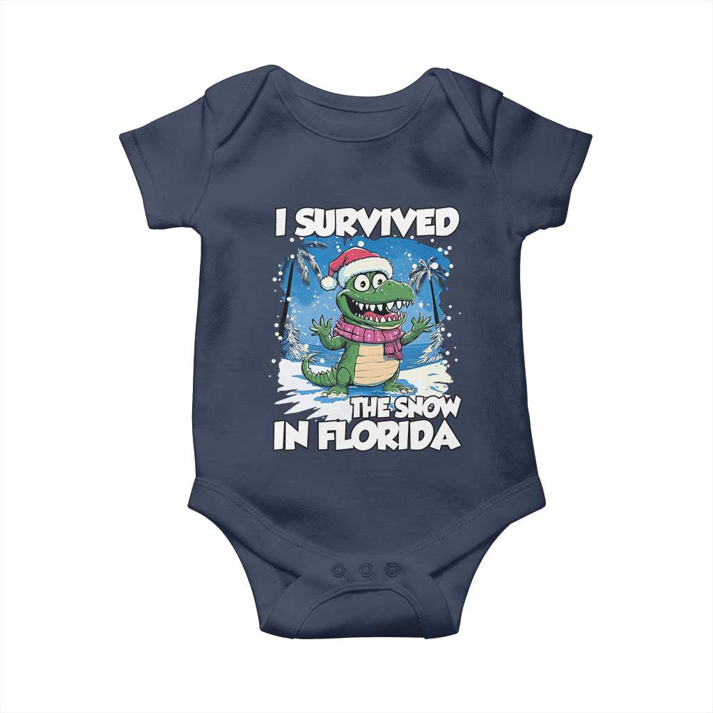 I Survived The Snow In Florida Baby Onesie Funny Crocodile