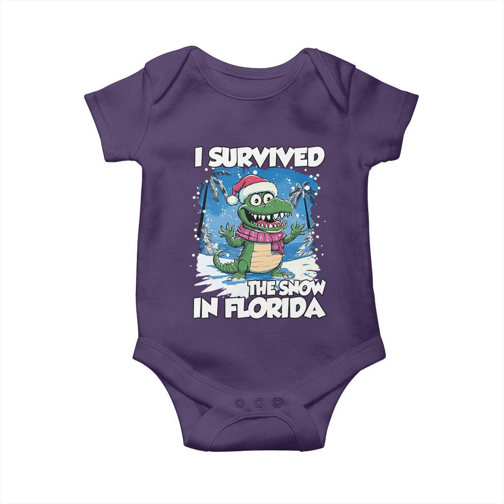 I Survived The Snow In Florida Baby Onesie Funny Crocodile