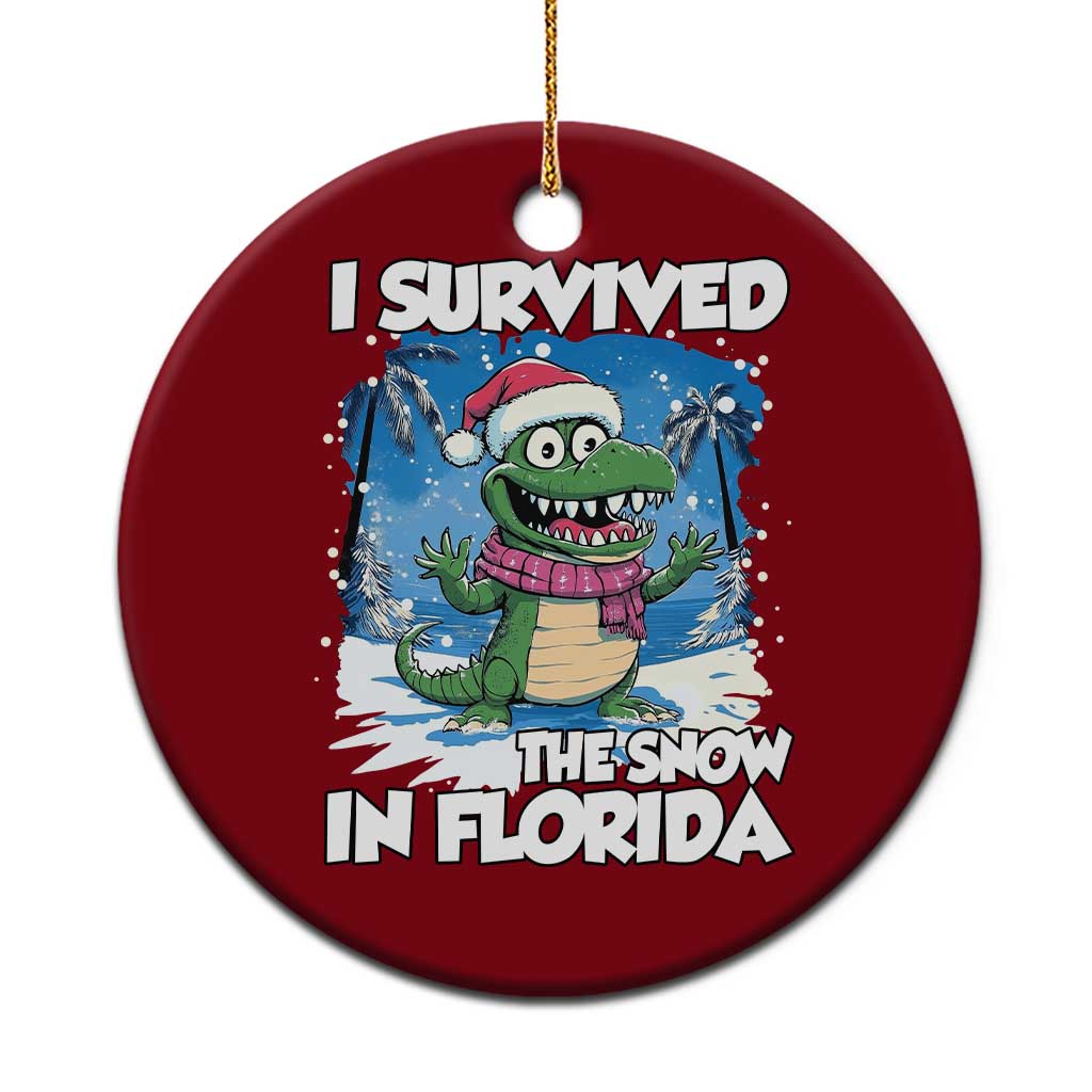 I Survived The Snow In Florida Ceramic Ornament Funny Crocodile - Wonder Print Shop