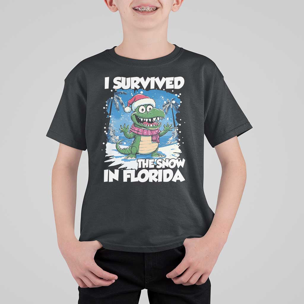 I Survived The Snow In Florida T Shirt For Kid Funny Crocodile