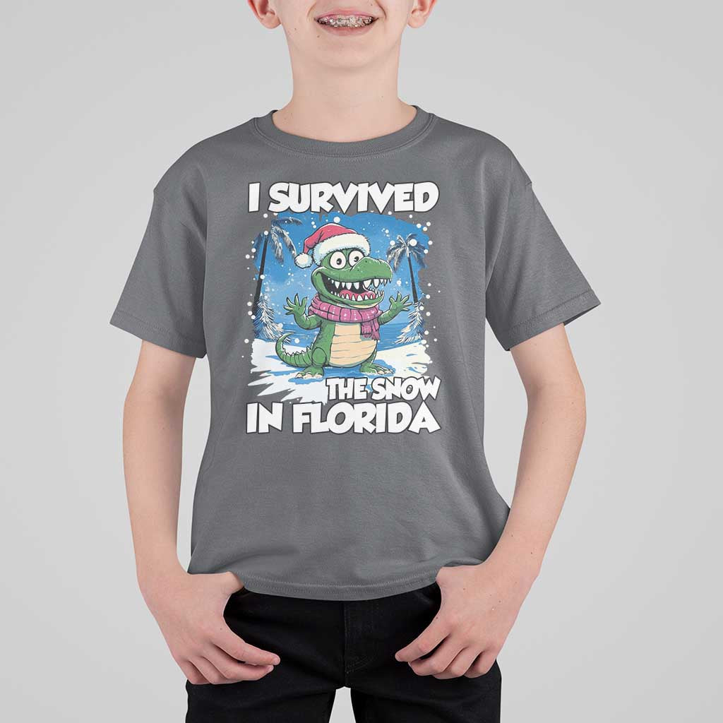 I Survived The Snow In Florida T Shirt For Kid Funny Crocodile