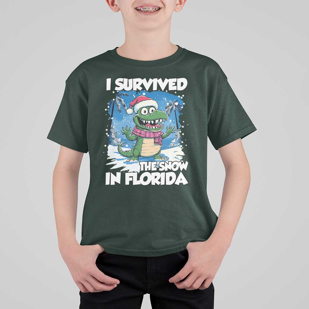 I Survived The Snow In Florida T Shirt For Kid Funny Crocodile