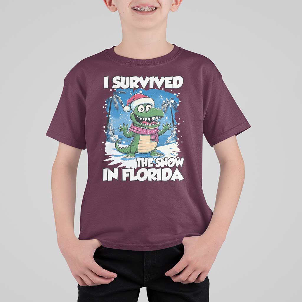 I Survived The Snow In Florida T Shirt For Kid Funny Crocodile