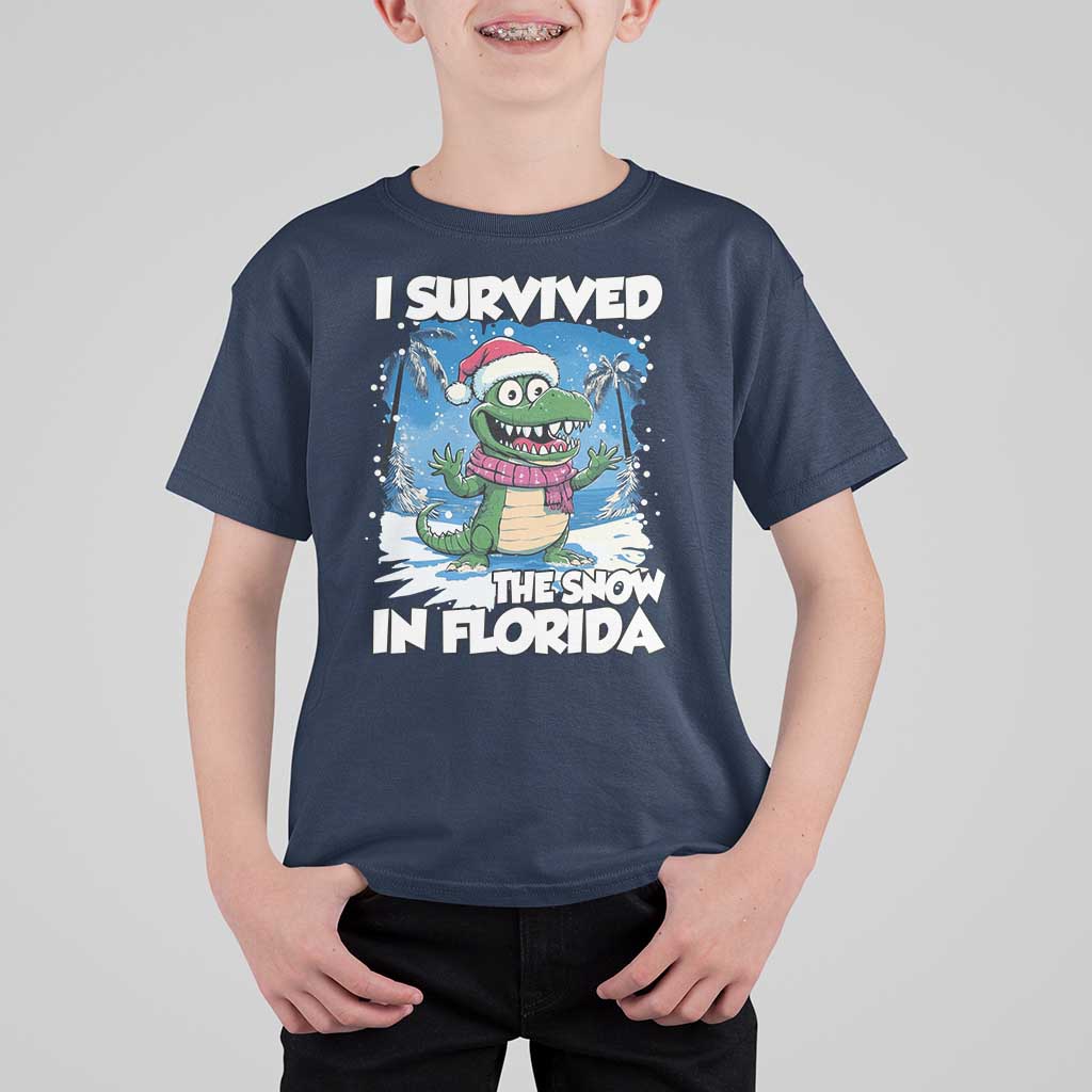 I Survived The Snow In Florida T Shirt For Kid Funny Crocodile