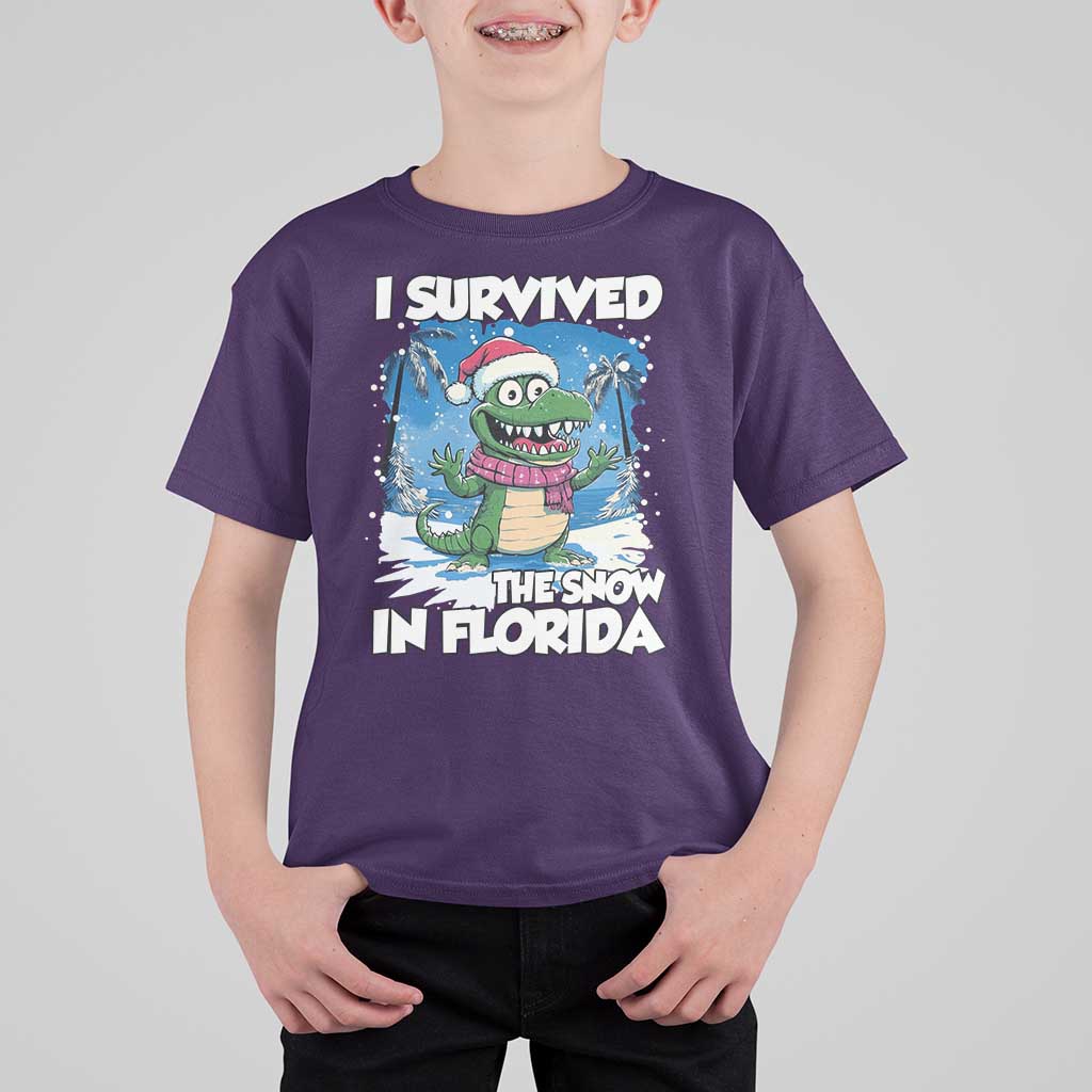 I Survived The Snow In Florida T Shirt For Kid Funny Crocodile