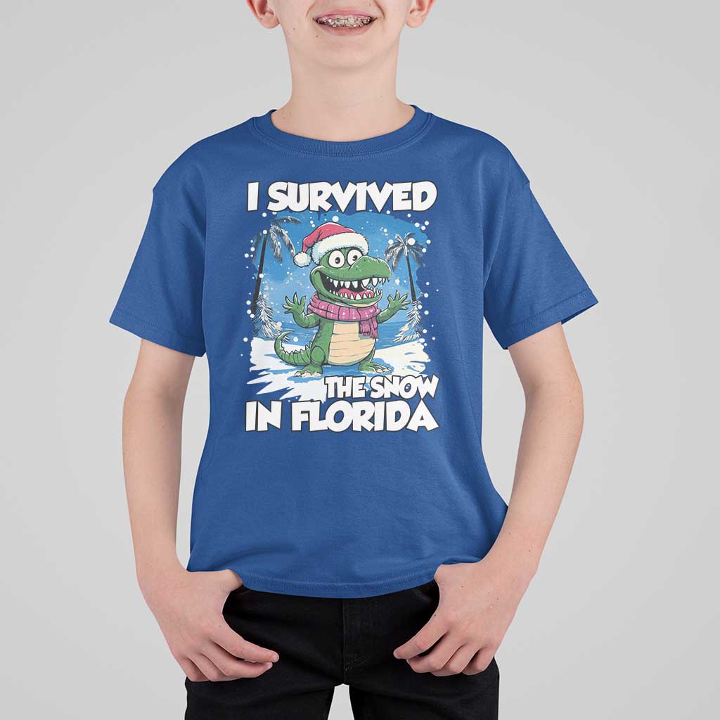 I Survived The Snow In Florida T Shirt For Kid Funny Crocodile