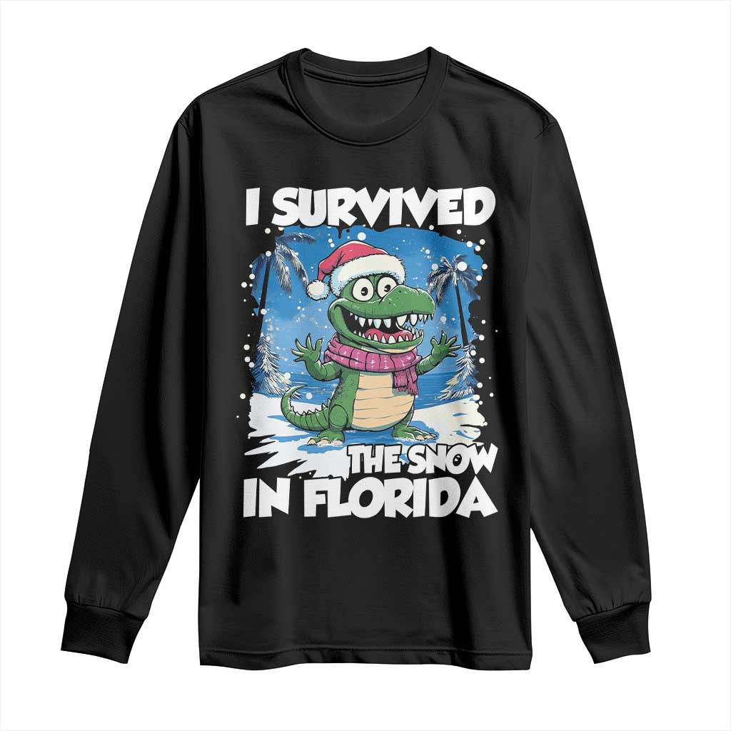 I Survived The Snow In Florida Long Sleeve Shirt Funny Crocodile