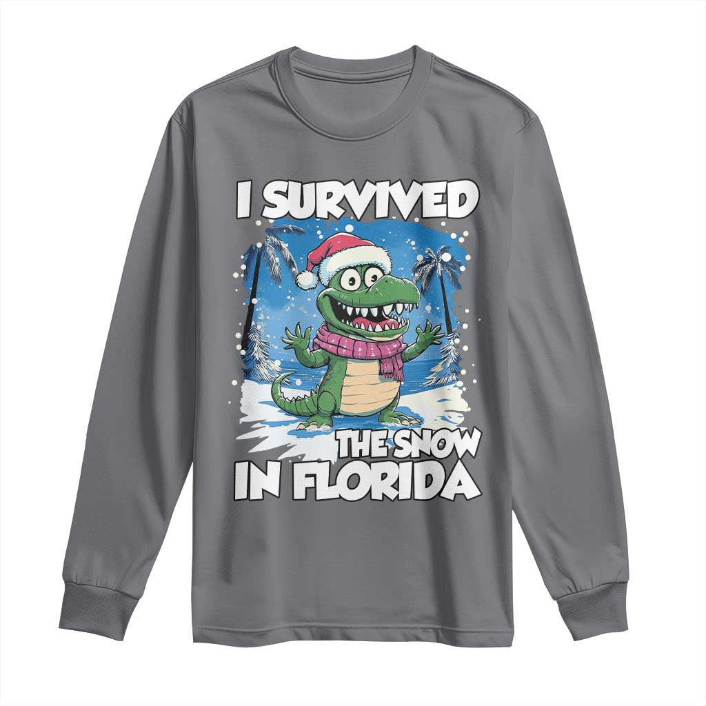 I Survived The Snow In Florida Long Sleeve Shirt Funny Crocodile