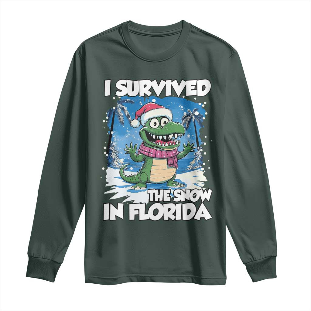 I Survived The Snow In Florida Long Sleeve Shirt Funny Crocodile