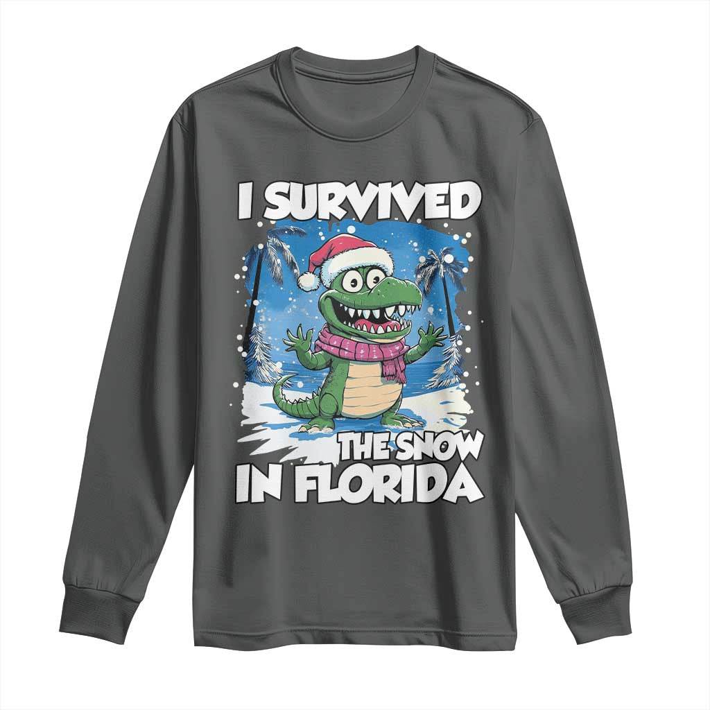 I Survived The Snow In Florida Long Sleeve Shirt Funny Crocodile