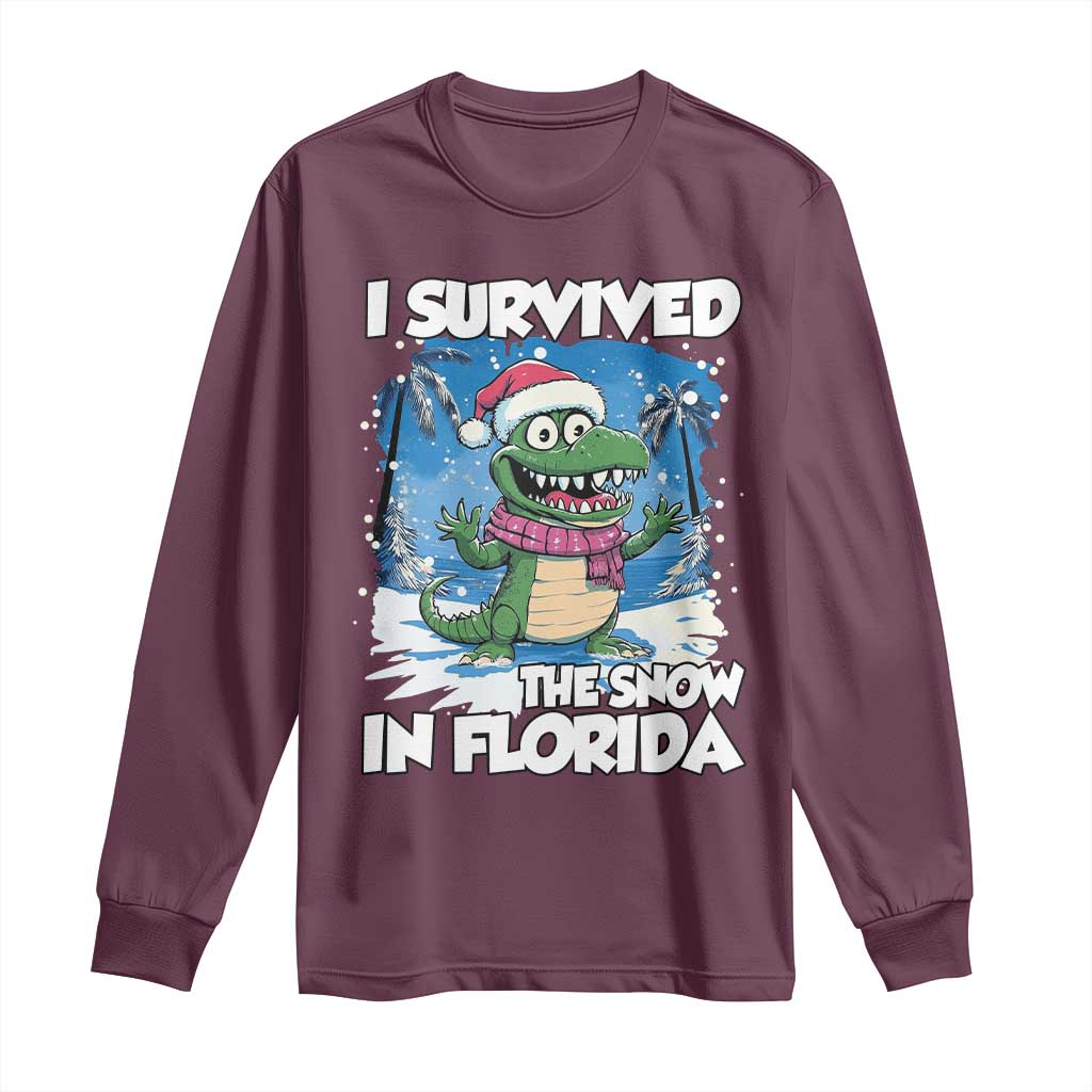 I Survived The Snow In Florida Long Sleeve Shirt Funny Crocodile