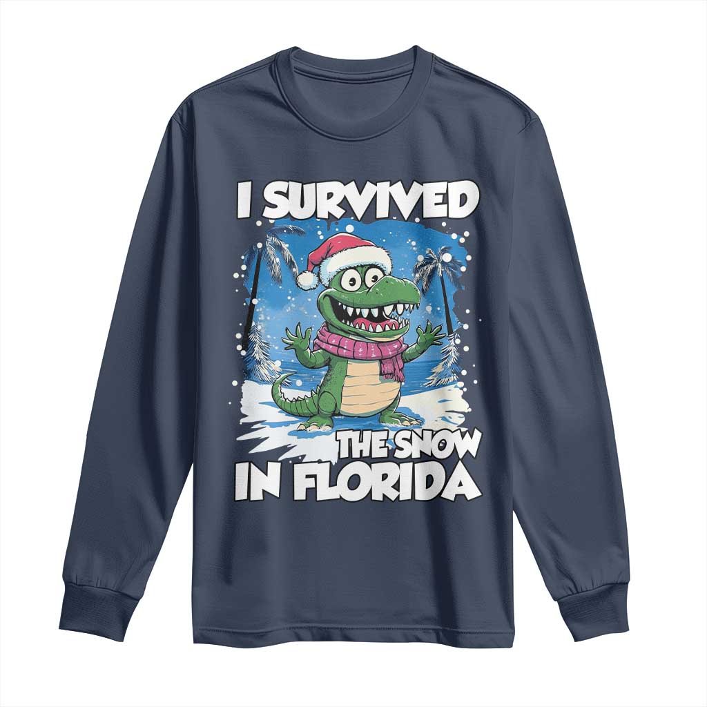 I Survived The Snow In Florida Long Sleeve Shirt Funny Crocodile