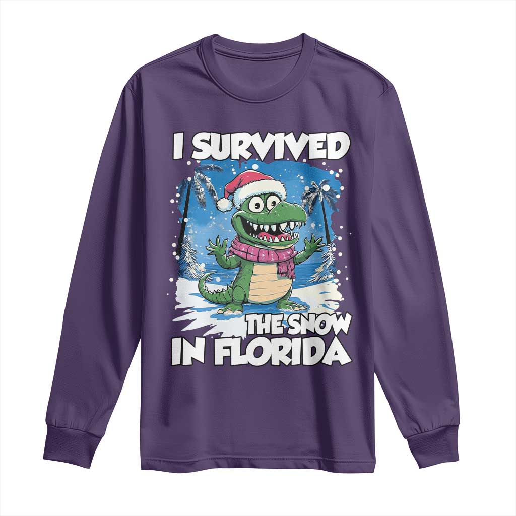 I Survived The Snow In Florida Long Sleeve Shirt Funny Crocodile