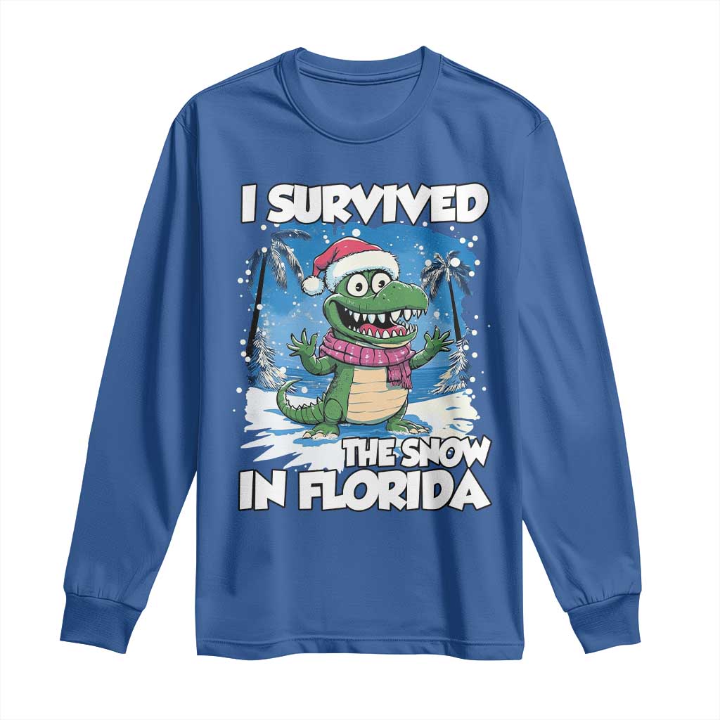 I Survived The Snow In Florida Long Sleeve Shirt Funny Crocodile