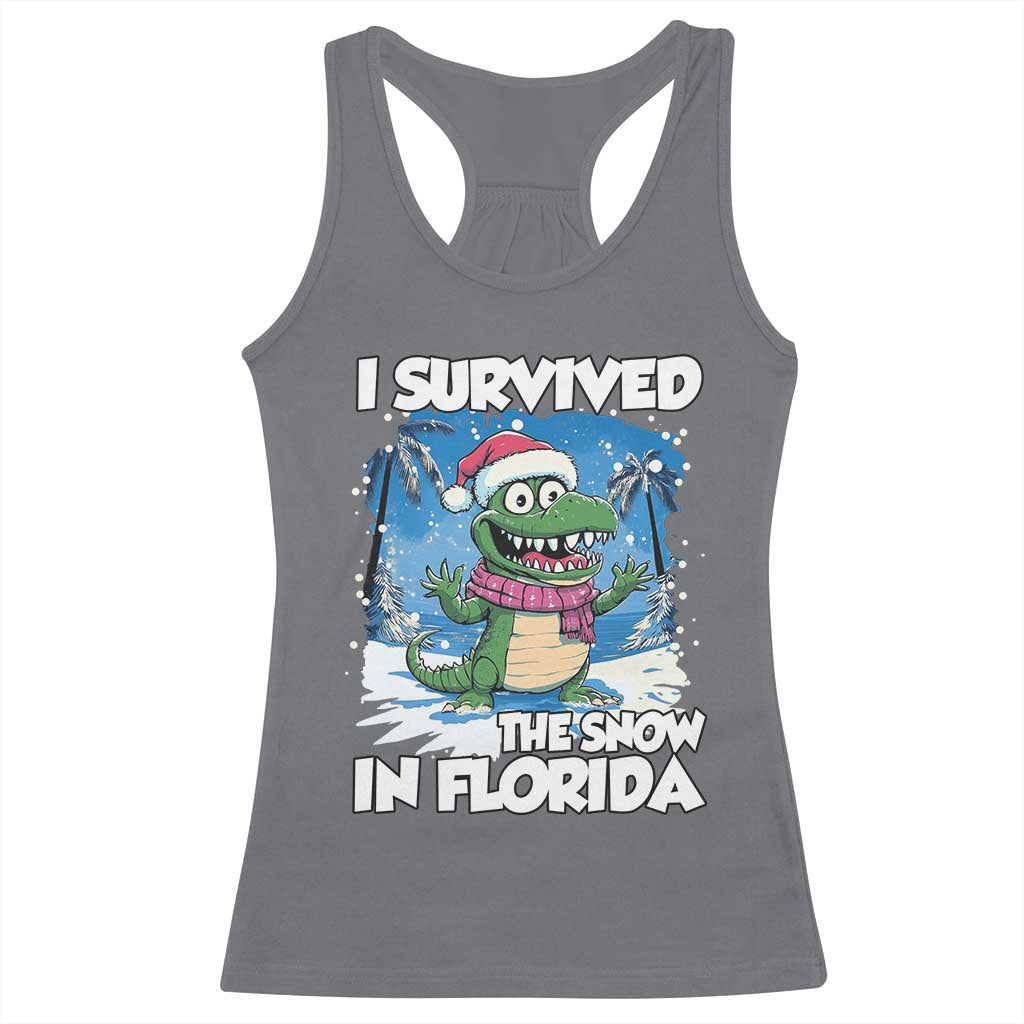 I Survived The Snow In Florida Racerback Tank Top Funny Crocodile