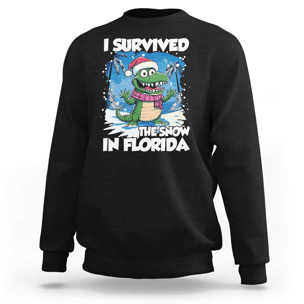 I Survived The Snow In Florida Sweatshirt Funny Crocodile