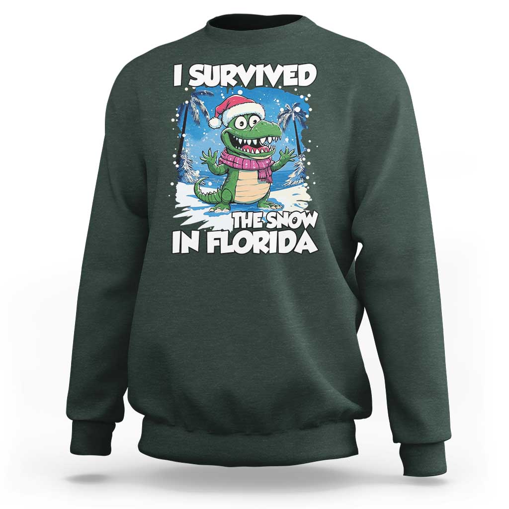 I Survived The Snow In Florida Sweatshirt Funny Crocodile