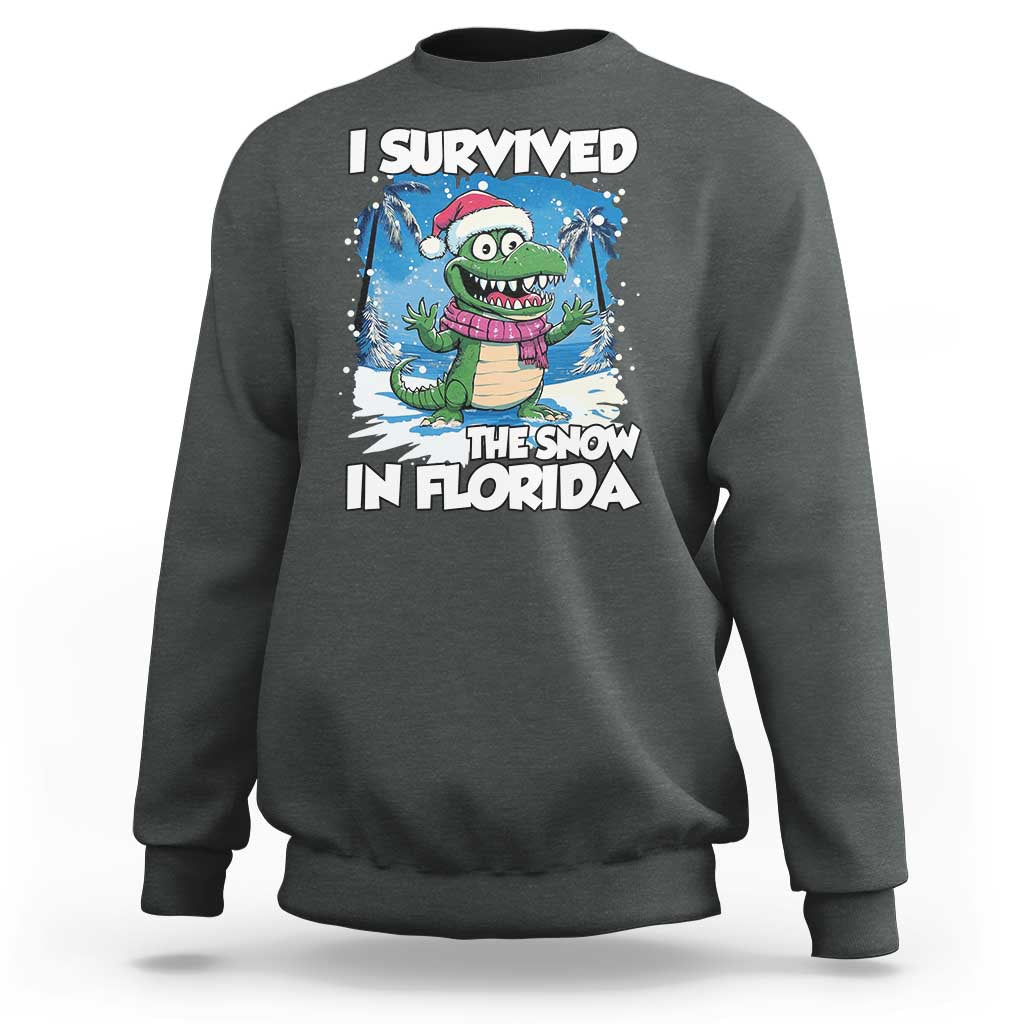 I Survived The Snow In Florida Sweatshirt Funny Crocodile