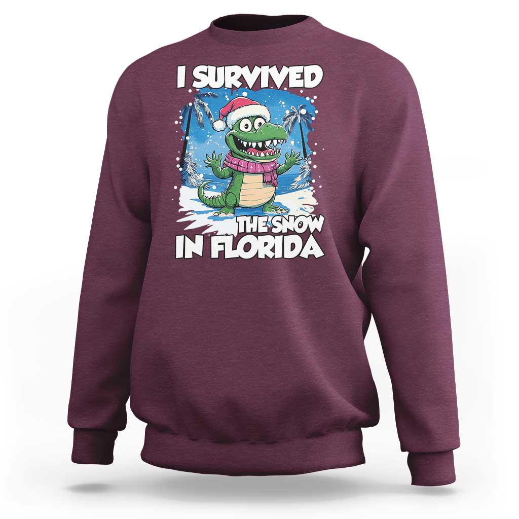 I Survived The Snow In Florida Sweatshirt Funny Crocodile