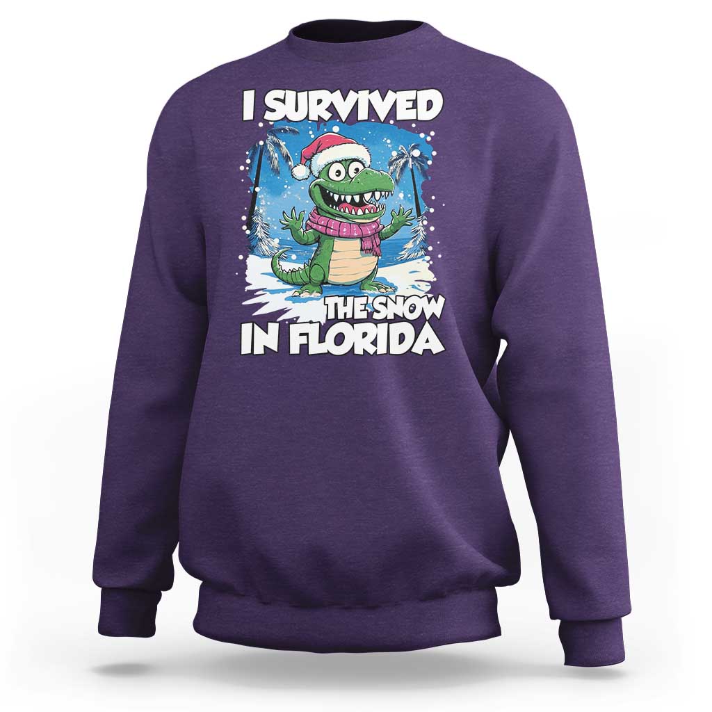 I Survived The Snow In Florida Sweatshirt Funny Crocodile
