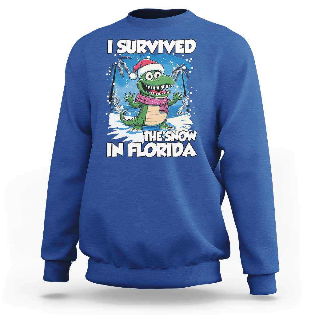 I Survived The Snow In Florida Sweatshirt Funny Crocodile