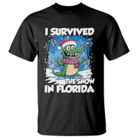 I Survived The Snow In Florida T Shirt Funny Crocodile