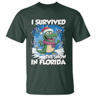 I Survived The Snow In Florida T Shirt Funny Crocodile