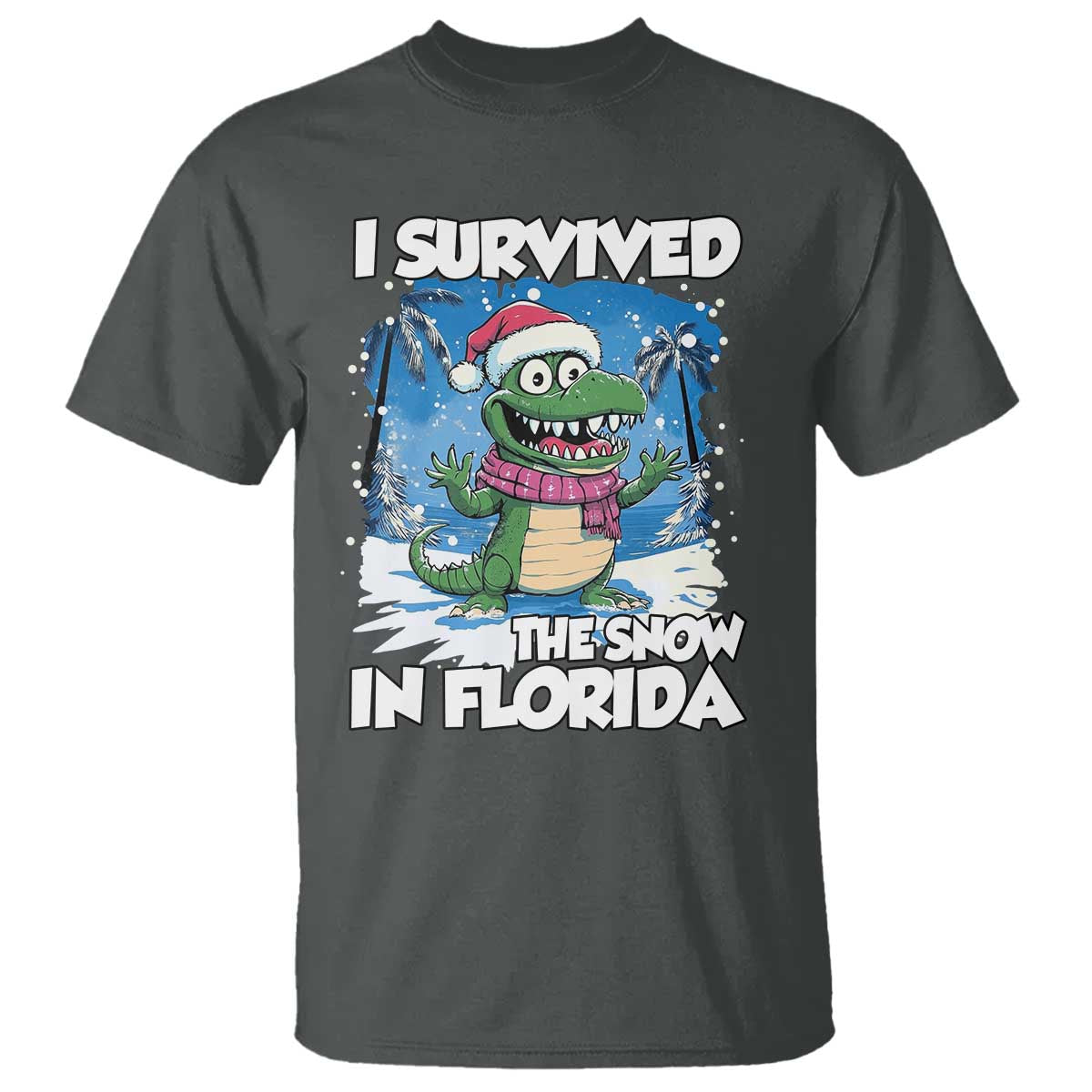 I Survived The Snow In Florida T Shirt Funny Crocodile
