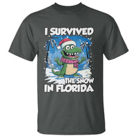 I Survived The Snow In Florida T Shirt Funny Crocodile