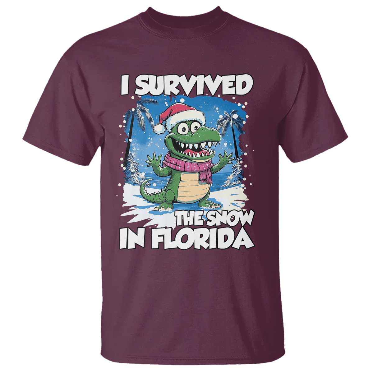 I Survived The Snow In Florida T Shirt Funny Crocodile