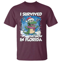 I Survived The Snow In Florida T Shirt Funny Crocodile